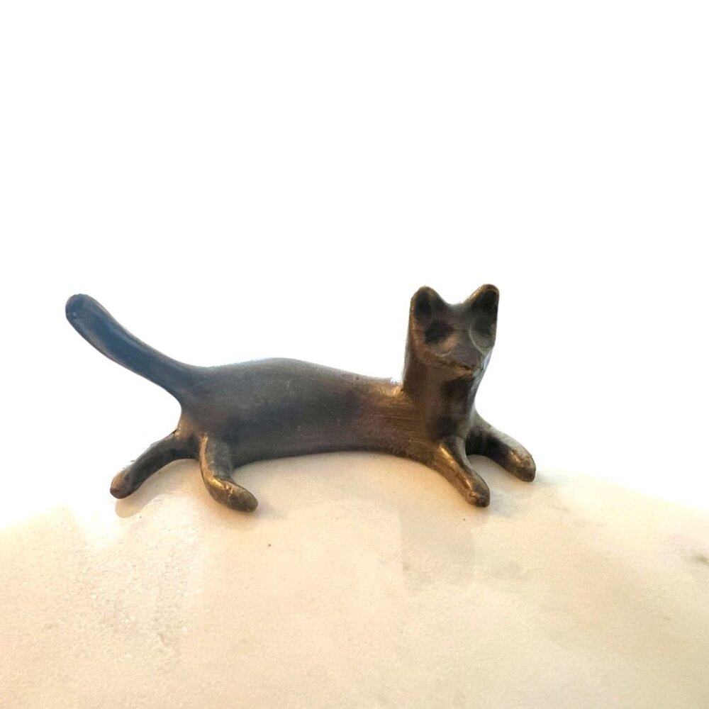 Vtg Michael Aram MARBLE Cat and Mouse Cheese Board w/ Bronze Accents Witty Piece - Picture 6 of 13